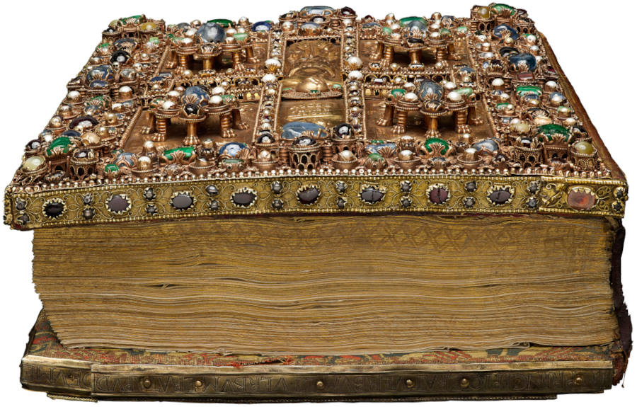 Livros medievais com capa de luxo Evangeliário de Lindau 890 Abadia de St Gall Suiça